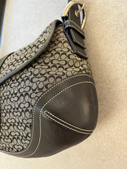 Coach Soho Black and Grey Monogram Shoulder Bag
