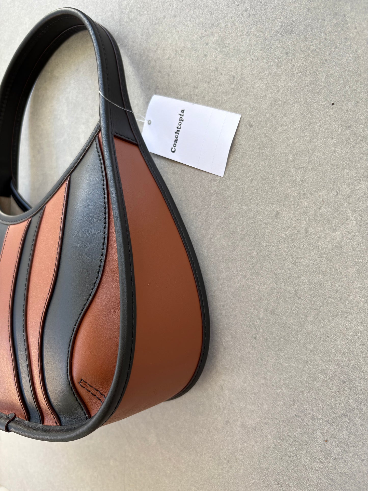 Coachtopia Ergo Bag in Wavy Stripe Upcrafted Leather, Brown and Black