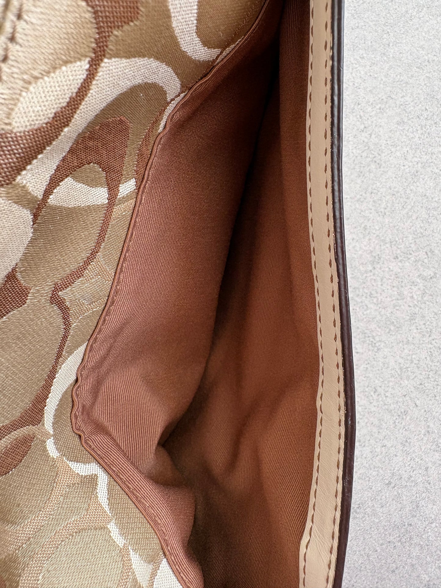 Coach Brown and Cream Optic Turnkey Shoulder Bag