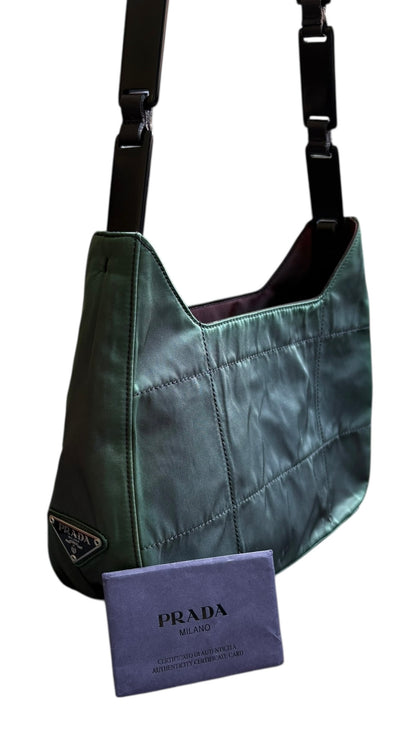 Prada Green Nylon Shoulder Bag