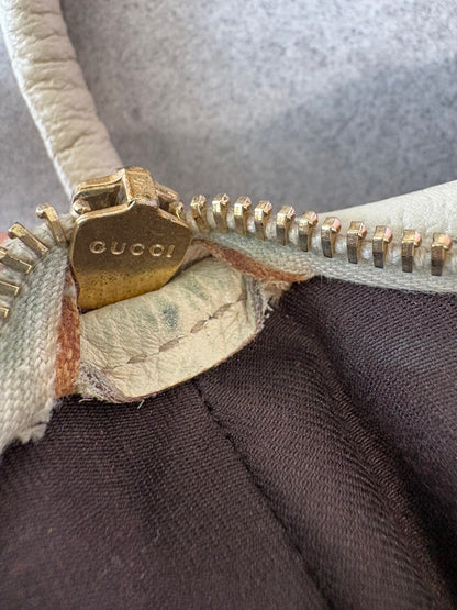 Gucci Abbey Canvas Pochette with White Trim and D-Ring