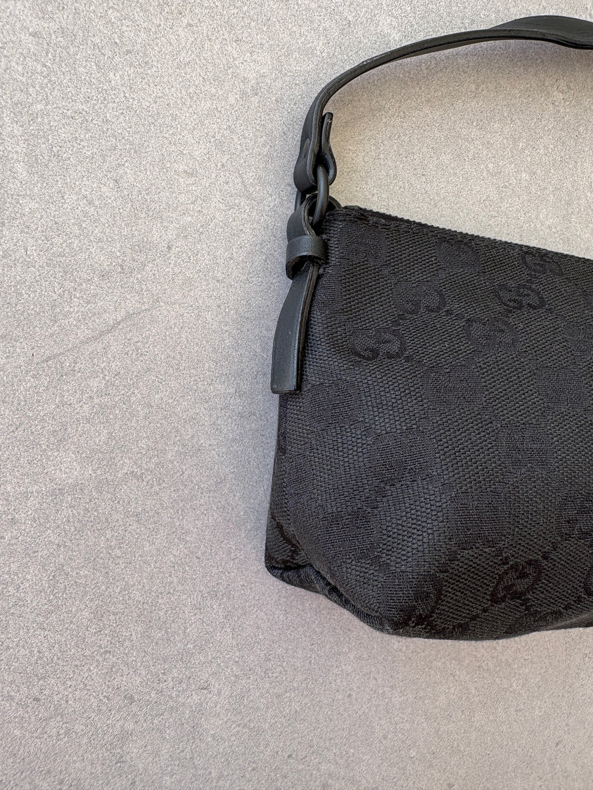 Gucci Black GG Canvas and Leather Pochette