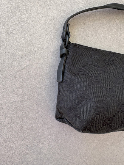 Gucci Black GG Canvas and Leather Pochette