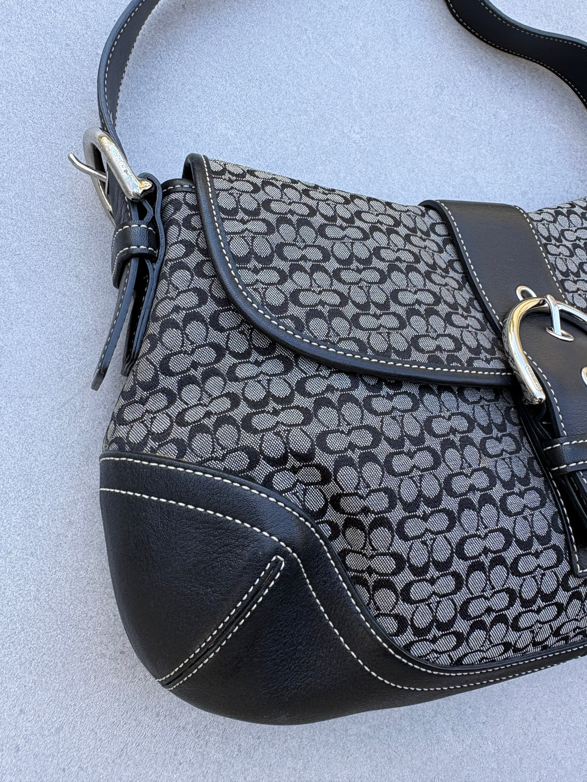 Coach Soho Black Monogram Shoulder Bag