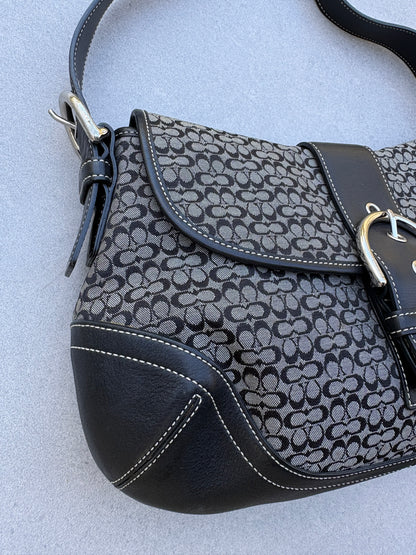 Coach Soho Black Monogram Shoulder Bag