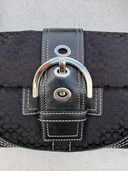 Coach Soho Black Signature Monogram Shoulder Bag