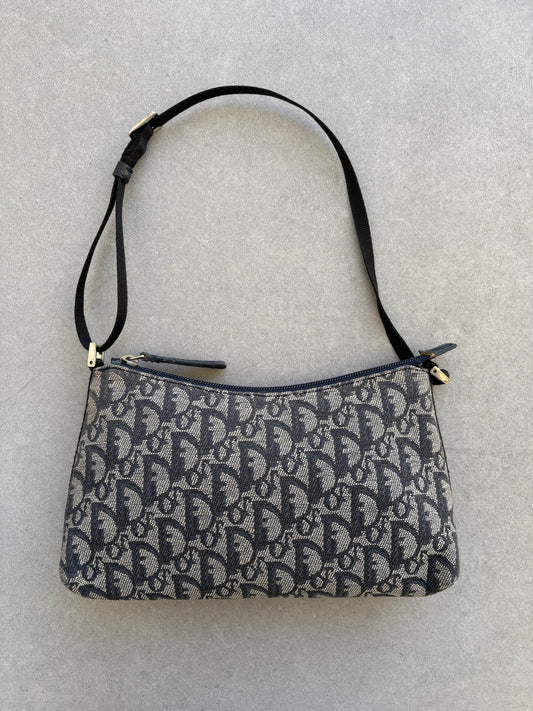 Christian Dior 2000s Blue Trotter Monogram Shoulder Bag