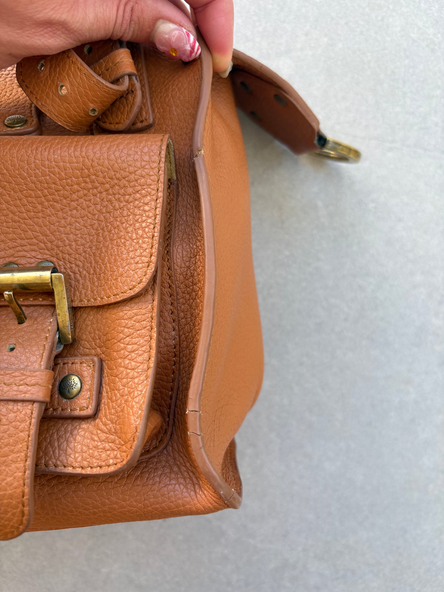 Mulberry Roxanne Tan Grained Leather Satchel Bag