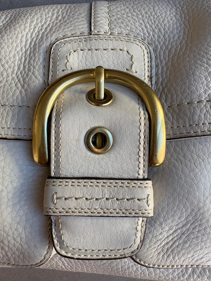 Coach Soho Legacy Cream and Brown Leather Shoulder Bag