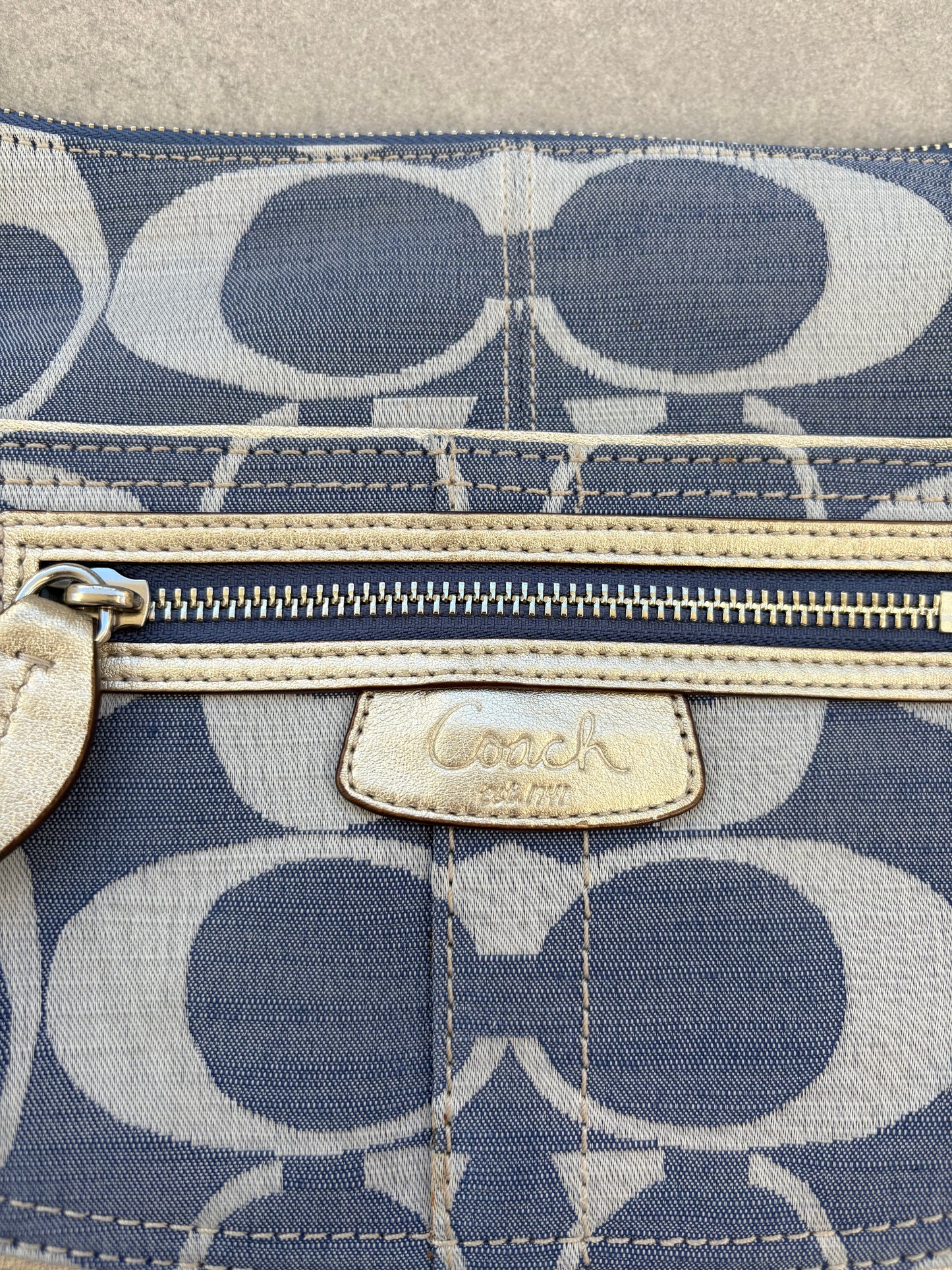 Coach Blue Monogram Shoulder Bag