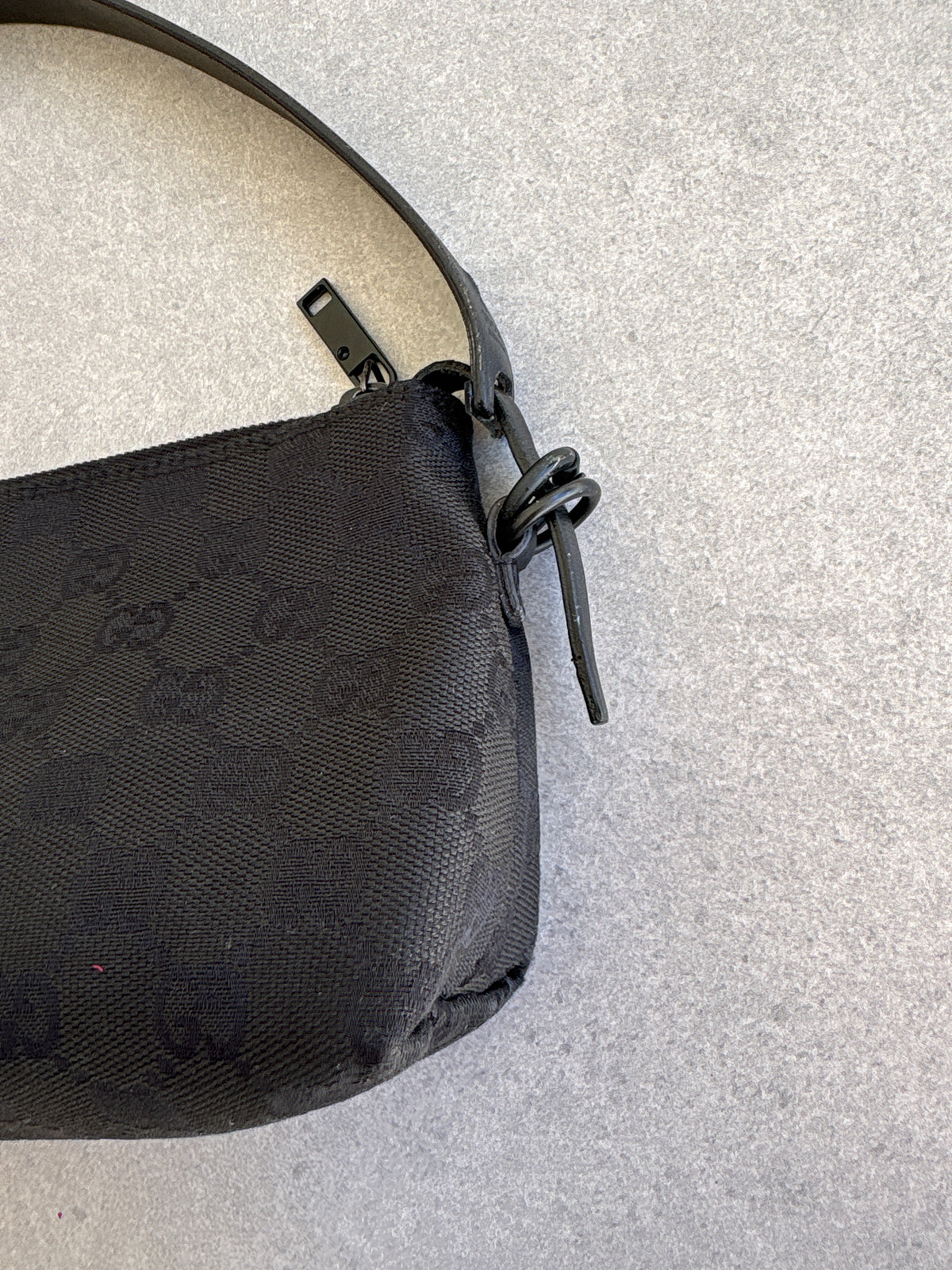 Gucci Black GG Canvas and Leather Pochette