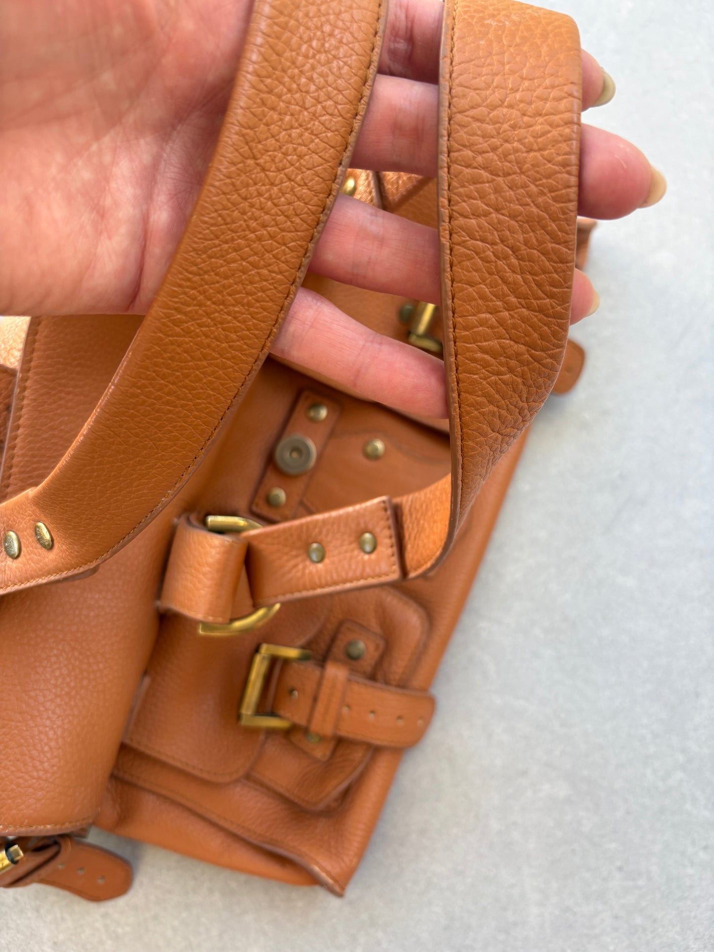 Mulberry Roxanne Tan Grained Leather Satchel Bag