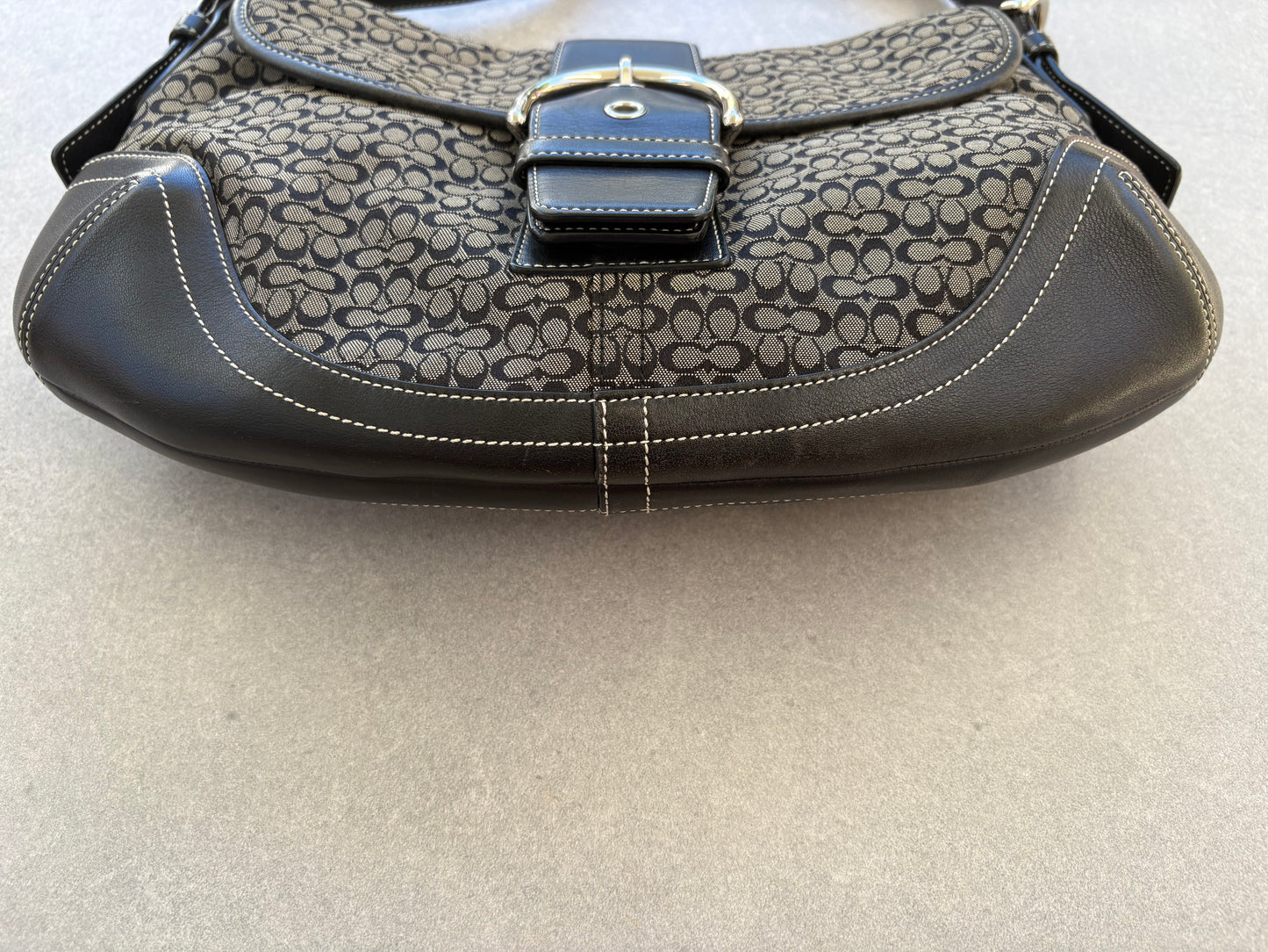 Coach Soho Black and Grey Monogram Shoulder Bag