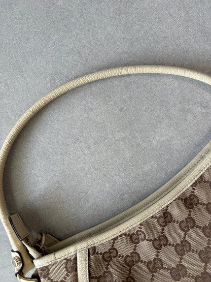 Gucci Abbey Canvas Pochette with White Trim and D-Ring