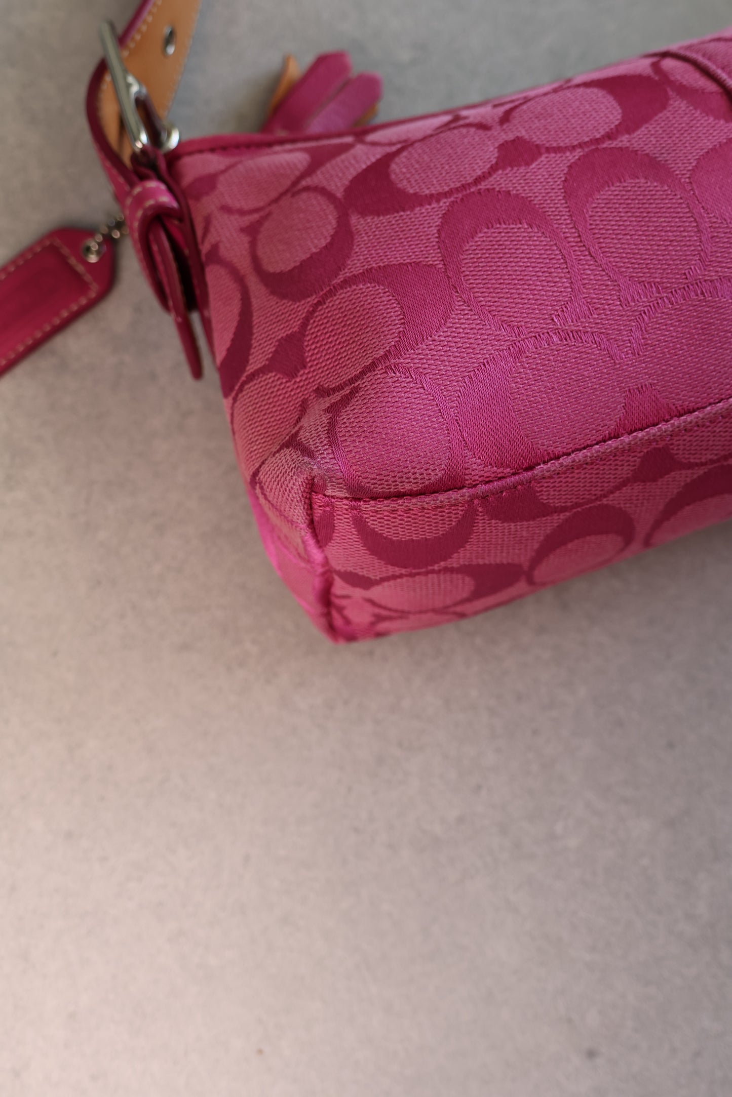 Coach Demi RARE Pink Baguette Shoulder Bag