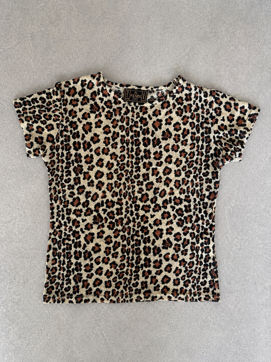 Fendi Leopard Print Short Sleeve Top – Size IT 42 / AU 10