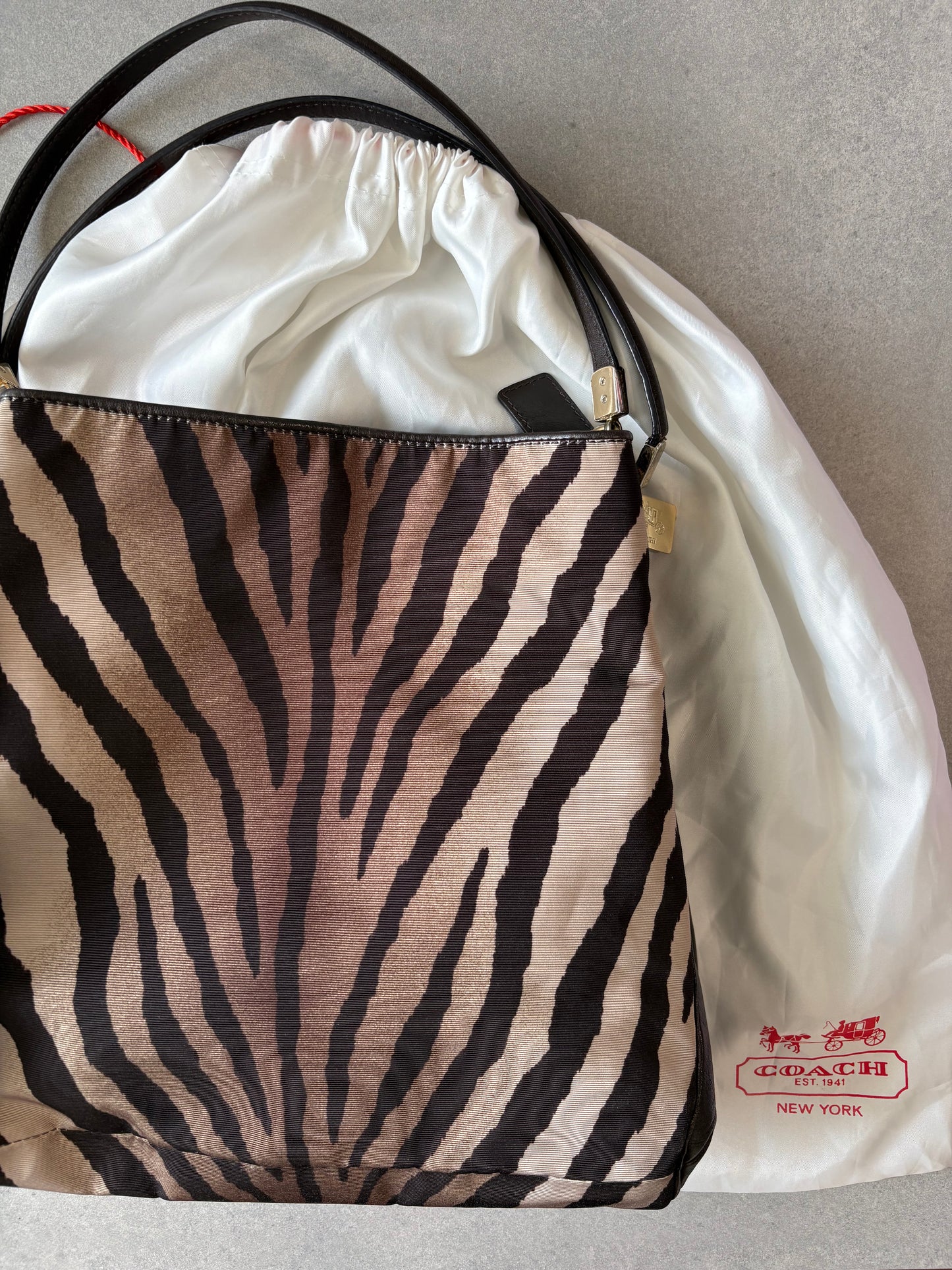 Coach Tote Black and Zebra Print Shoulder Bag
