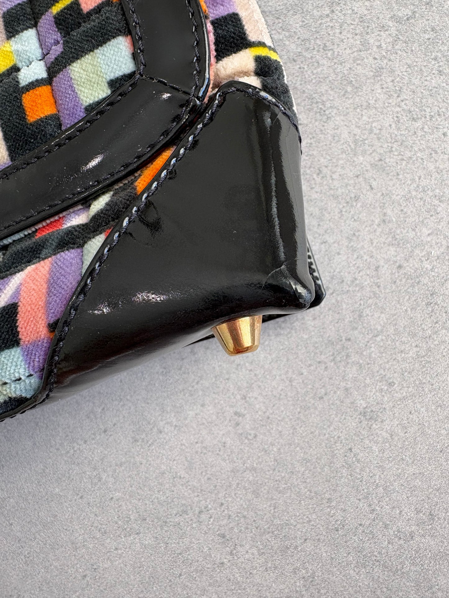 Chanel Shoulder Bag No. 6 Flap Velvet Multicolor Black