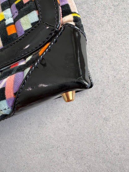 Chanel Shoulder Bag No. 6 Flap Velvet Multicolor Black