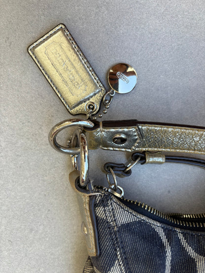 Coach Signature Denim Navy/Silver Shoulder Bag