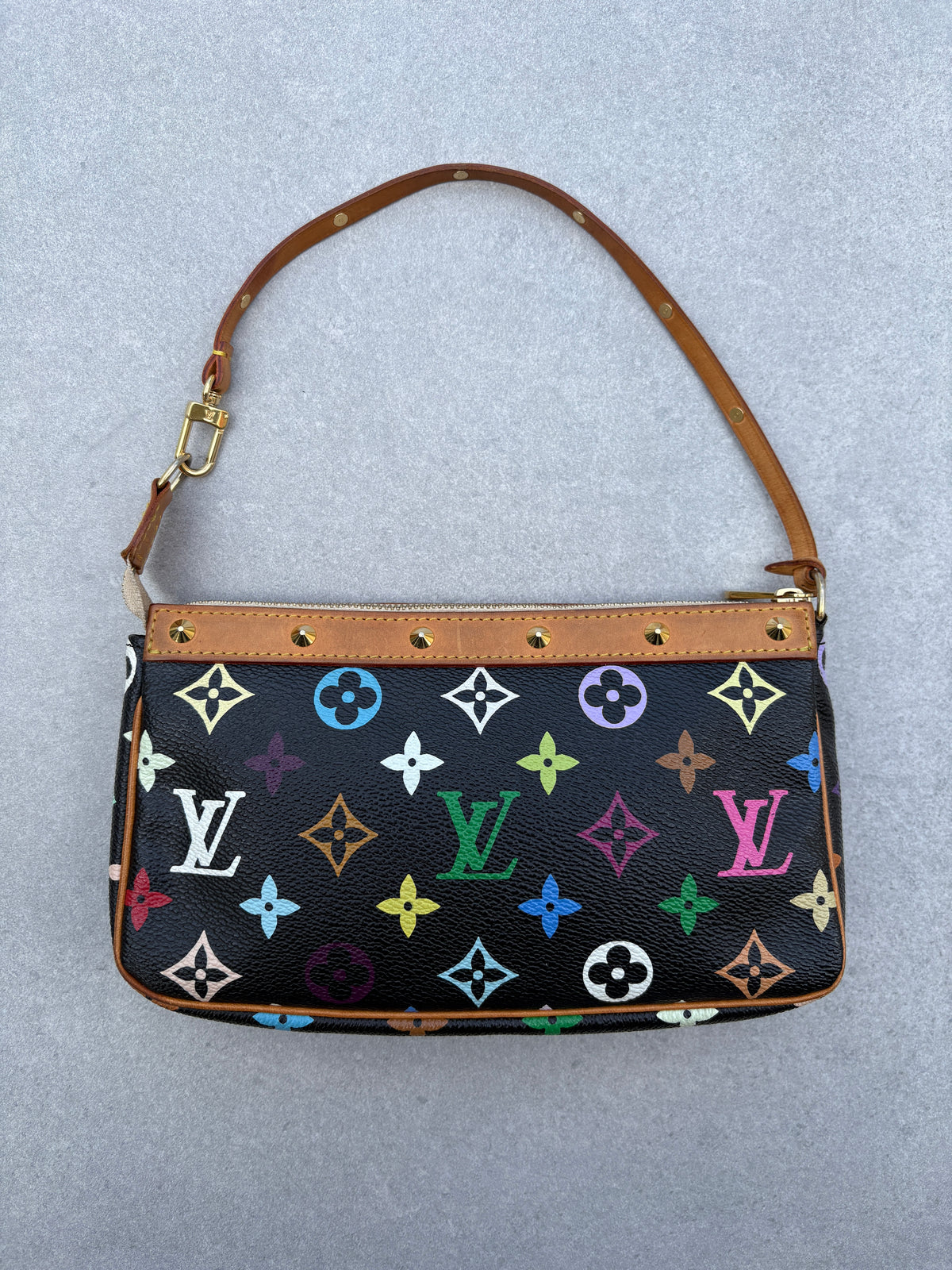 Louis Vuitton x Takashi Murakami Black Multicolour Pochette Accessoires 2000s