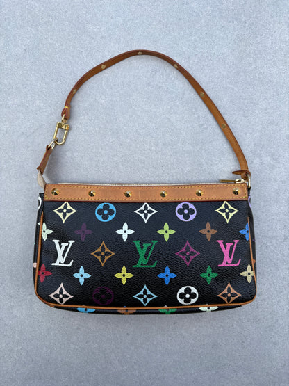 Louis Vuitton x Takashi Murakami Black Multicolour Pochette Accessoires 2000s