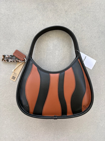 Coachtopia Ergo Bag in Wavy Stripe Upcrafted Leather, Brown and Black