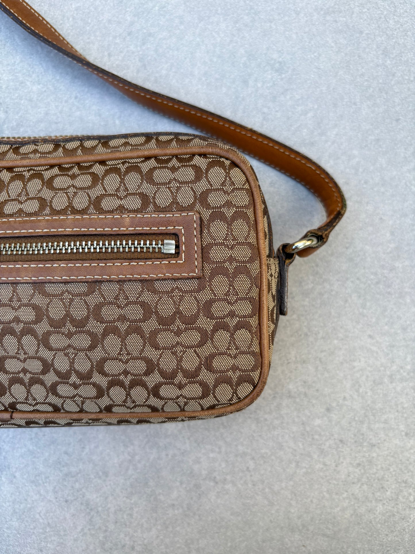 Coach Brown Canvas Signature Crossbody Bag