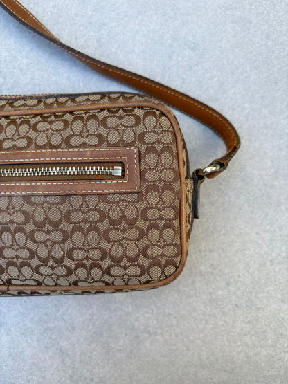 Coach Brown Canvas Signature Crossbody Bag