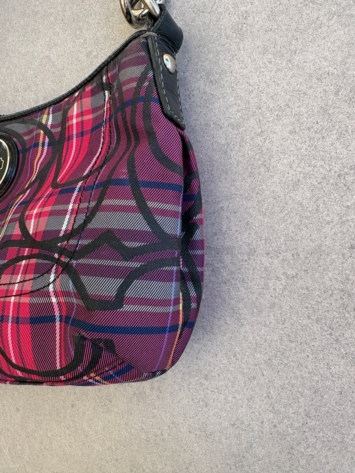 Coach Poppy Tartan Monogram Shoulder Bag