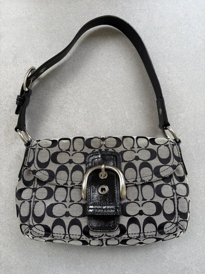 Coach Soho Black and Grey Monogram Shoulder Bag