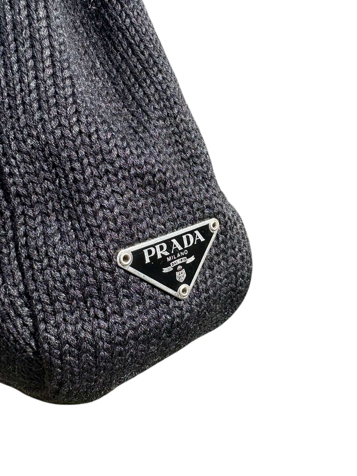 Prada Knit Shoulder Tote Bag Black