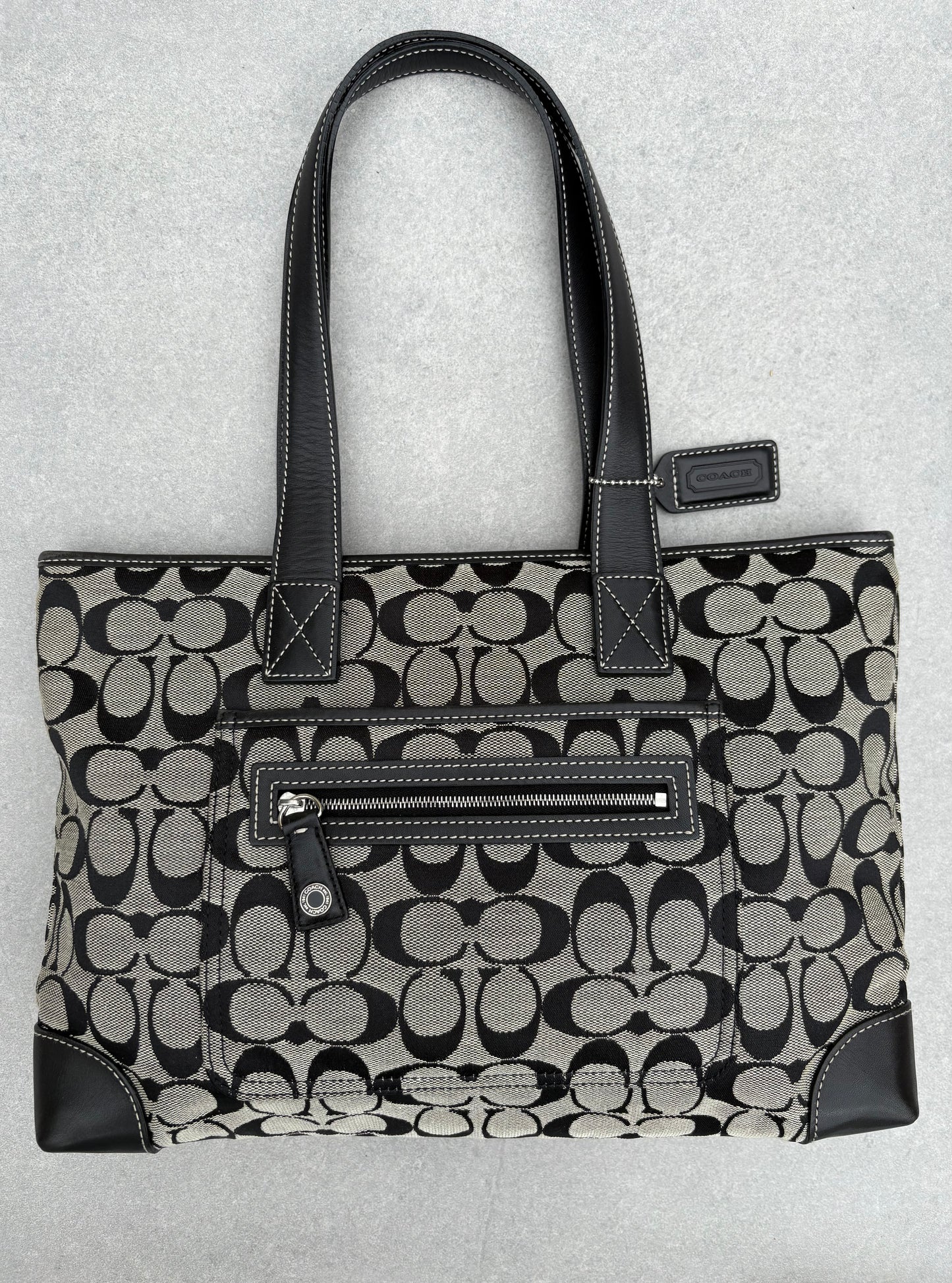 Coach Black Monogram Signature Tote Bag