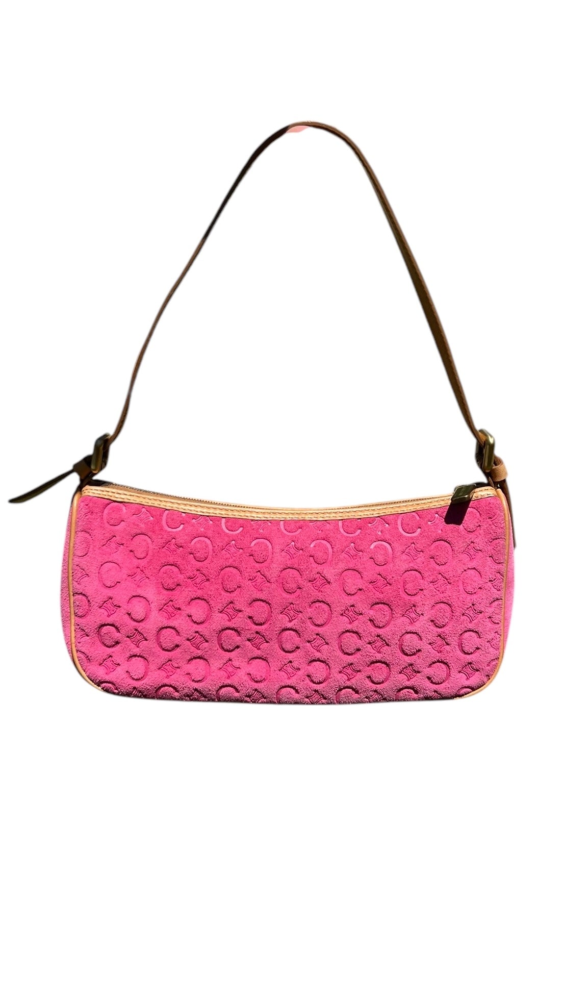Celine Pink Suede Shoulder Bag