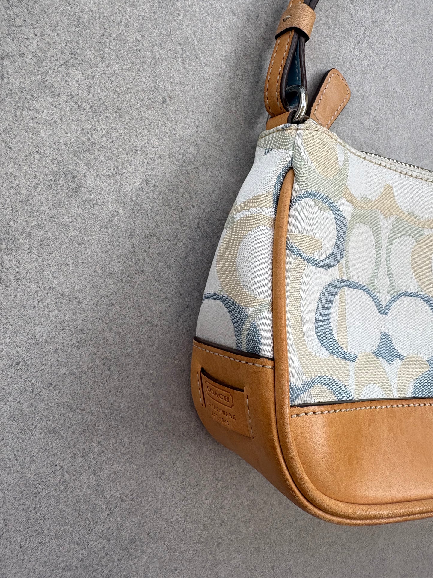 Coach Signature Demi Blue Optic Shoulder Bag Rare