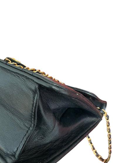Chanel Classic Vintage Flap Black Lambskin Leather Shoulder Bag