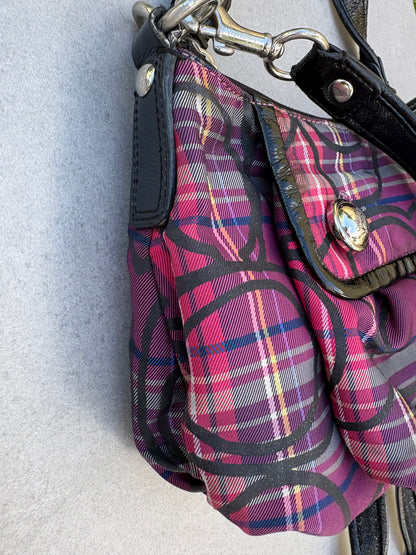 Coach Poppy Berry Tartan Plaid Shoulder Bag Two Way