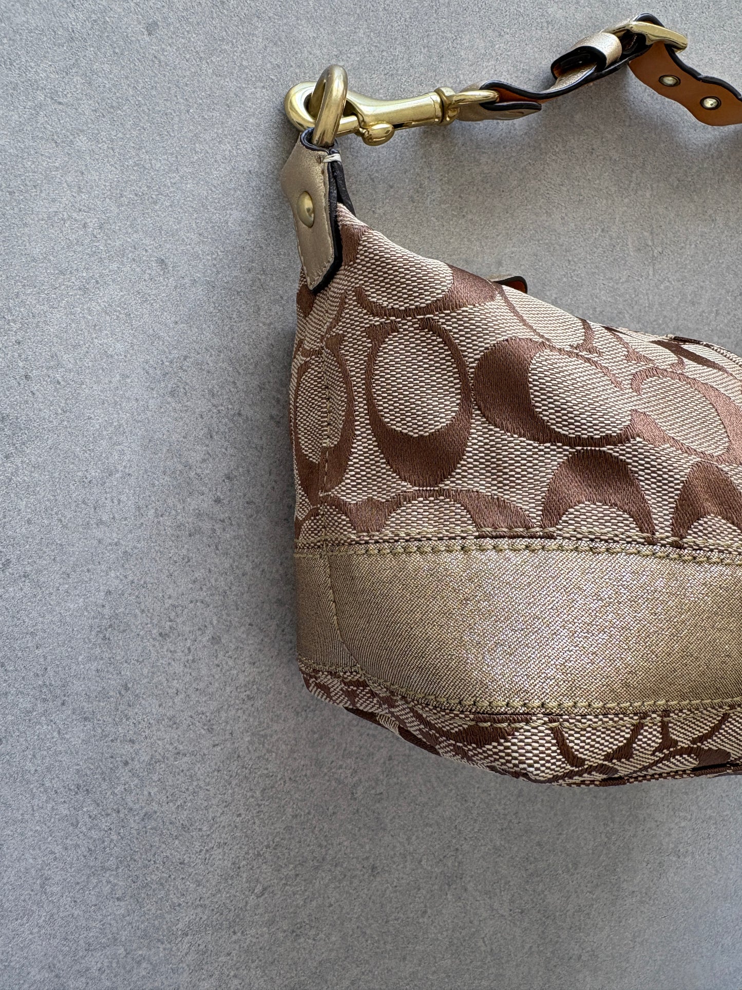 Coach Demi Beige and Gold Pouch