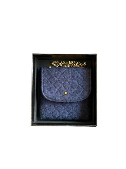 Chanel Chain Pouch Jersey Navy