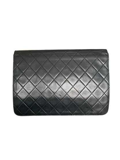 Chanel Classic Vintage Flap Black Lambskin Leather Shoulder Bag