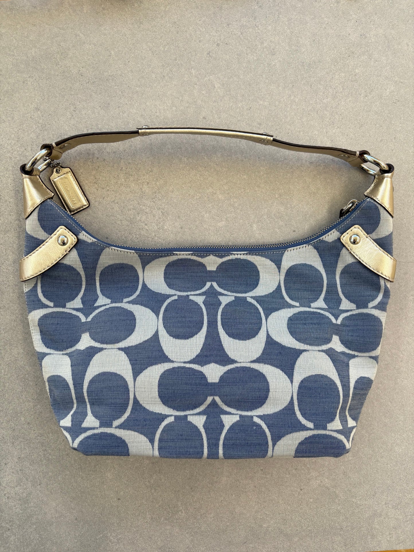 Coach Blue Monogram Shoulder Bag