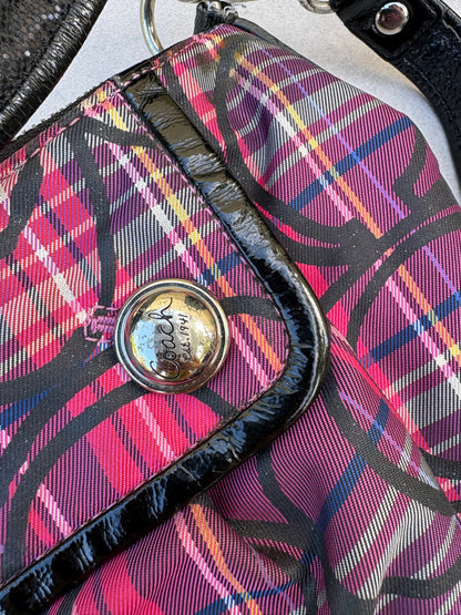 Coach Poppy Berry Tartan Plaid Shoulder Bag Two Way