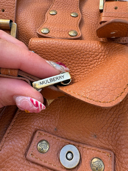 Mulberry Roxanne Tan Grained Leather Satchel Bag