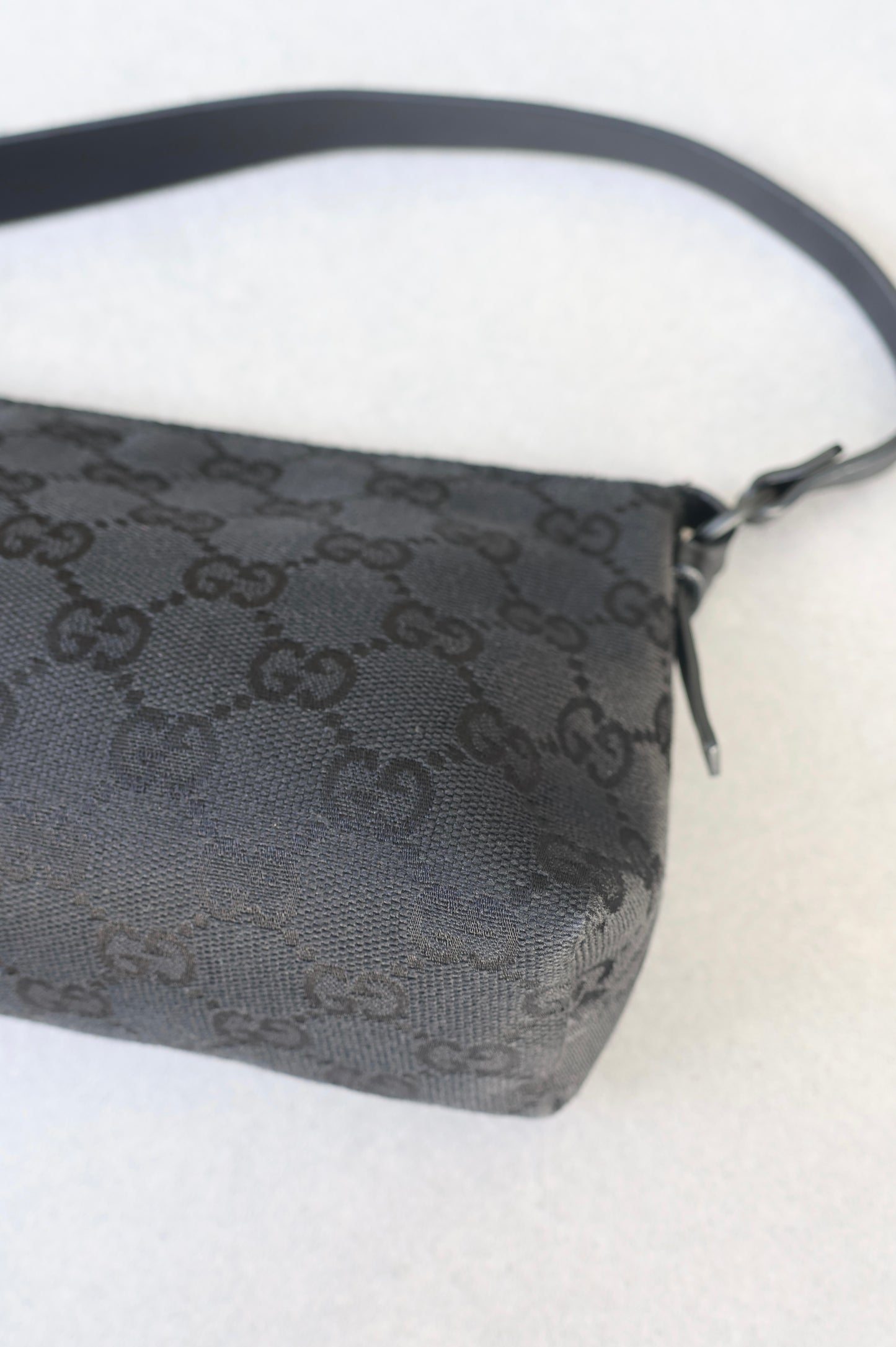 Gucci Black GG Canvas and Leather Pochette