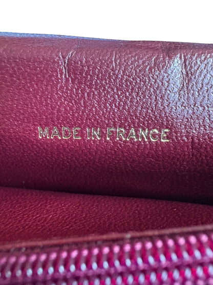 Chanel Maroon Lambskin Leather Long Wallet