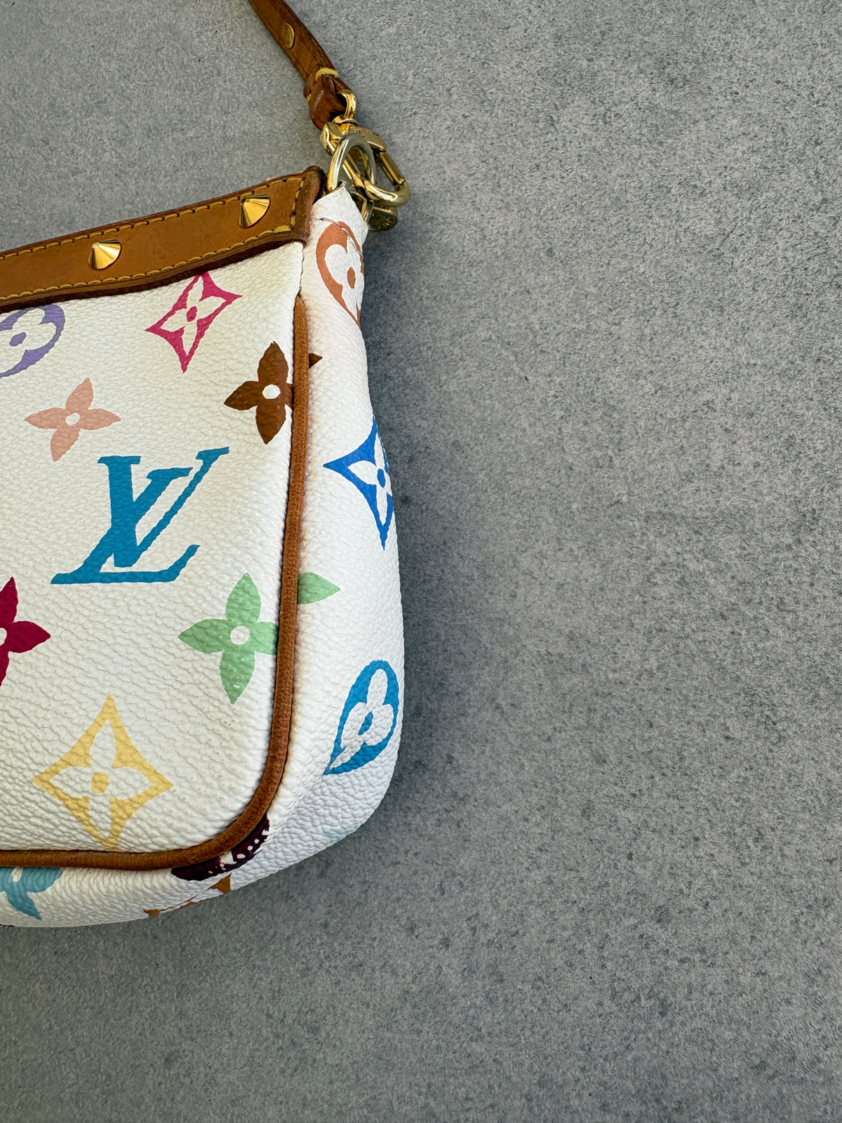 Louis Vuitton x Takashi Murakami White Multicolour Pochette Accessoires 2000s