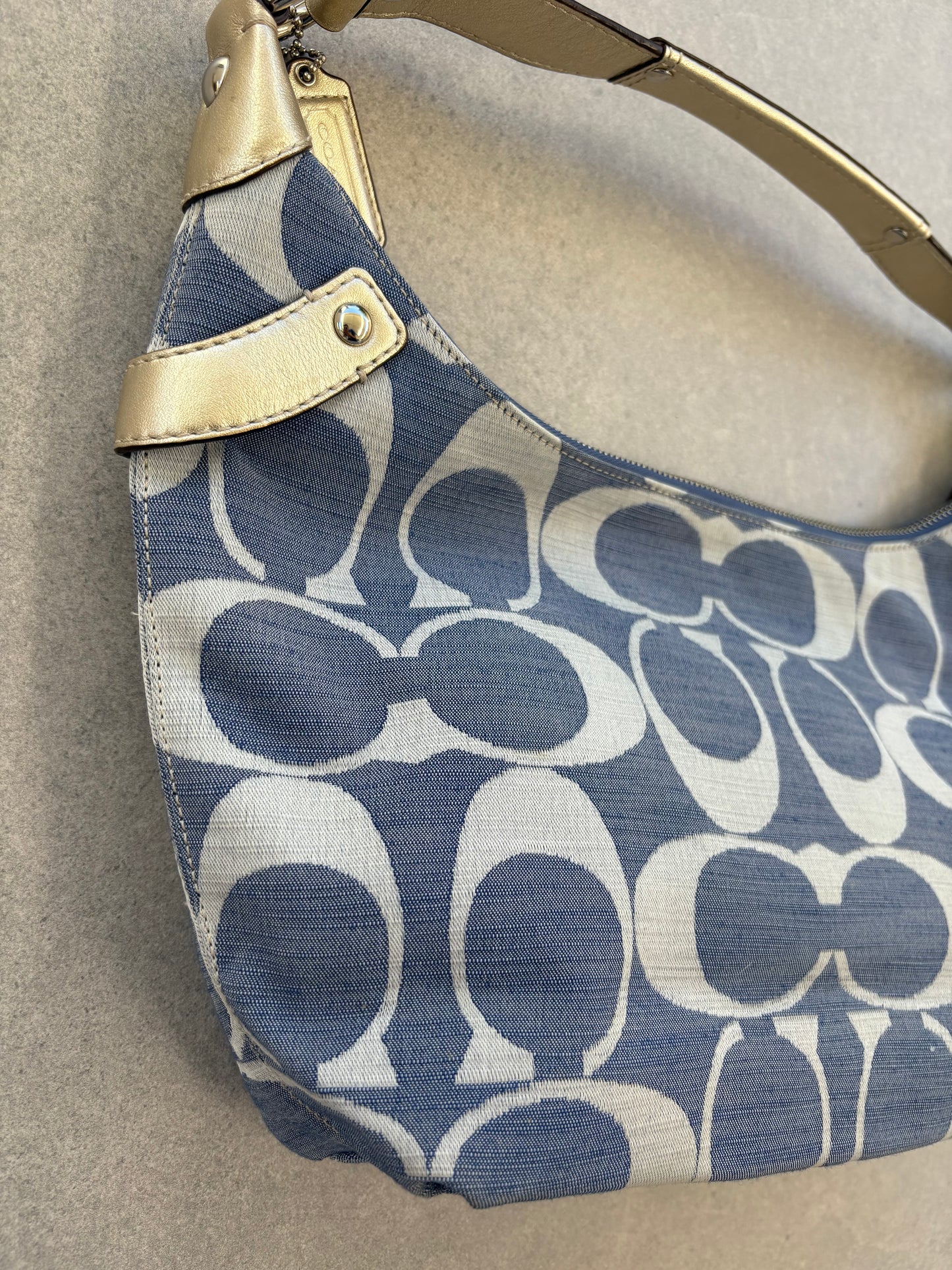 Coach Blue Monogram Shoulder Bag