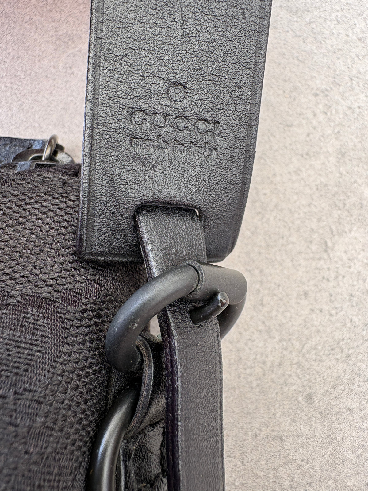 Gucci Black GG Canvas and Leather Pochette