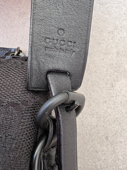 Gucci Black GG Canvas and Leather Pochette
