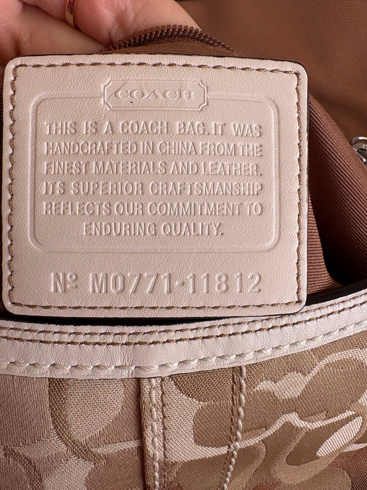 Coach Brown and Cream Optic Turnkey Shoulder Bag